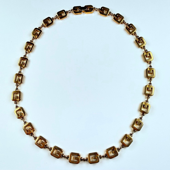 Givenchy G Logo Gold Iconic Runway Classic 1980's Vintage 8mm Necklace 15.5" - Picture 4 of 6